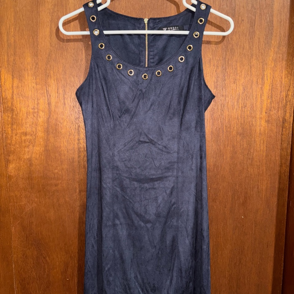 Guess Navy Blue Mini Dress with Grommet Gold Details